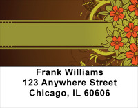 Chocolate Floral Stripes Address Labels | LBGEP-11
