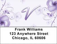 Floral Monogram V Address Labels | LBMONO-02V