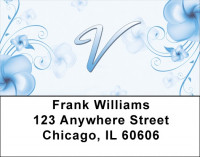 Floral Monogram V Address Labels | LBMONO-02V