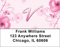 Floral Monogram V Address Labels | LBMONO-02V