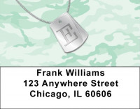 Dog Tag Monogram E Address Labels | LBMONO-04E