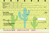 Colorful Cacti Top Stub Personal Checks | TSFLO-001