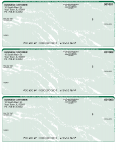 Green Marble 3 Per Page Laser Checks