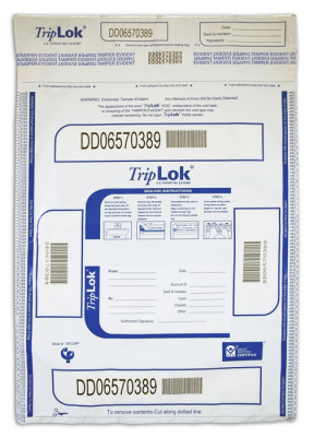 White TripLok Deposit Bag with Pocket, 12'' X 16''  | BAG-15