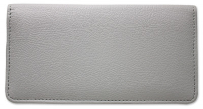 Grey Leather Checkbook Cover | CLP-GRY01