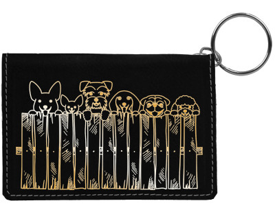 Peeking Pups Engraved Leather Keychain Wallet | KLE-00007