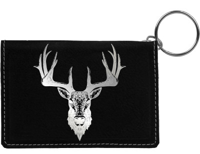 Big Horned Buck Engraved Leather Keychain Wallet | KLE-ANK71