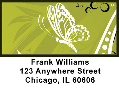 Butterflies On Green Address Labels | LBANK-68