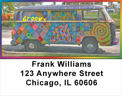 Groovy Hippie Bus Address Labels | LBFUN-44