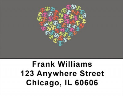 Colorful Skull of Hearts Address Labels | LBGEP-55