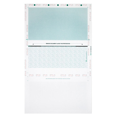 Teal Marble Pressure Seal Middle Check, 8.5 X 14 Z-Fold | PSM14-TM