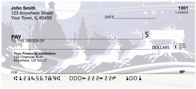 Santa`s Blue Christmas Personal Checks | XMS-16