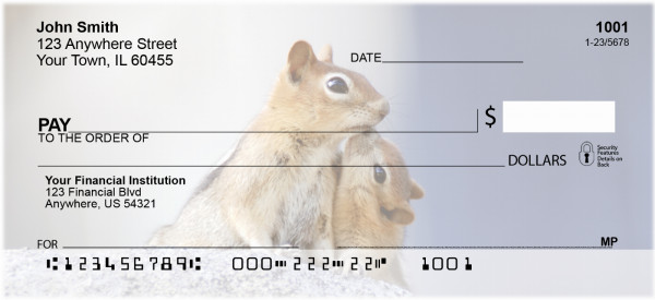 Baby Chipmunk With Mother Personal Checks | ANJ-25