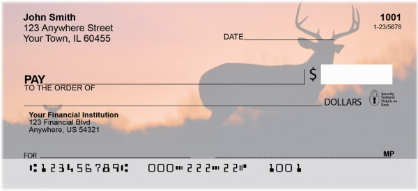Deer Sunset Silhouettes Personal Checks