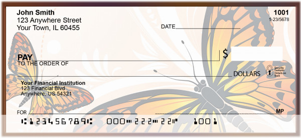 Filigree With Colorful Monarch Butterfly Personal Checks
