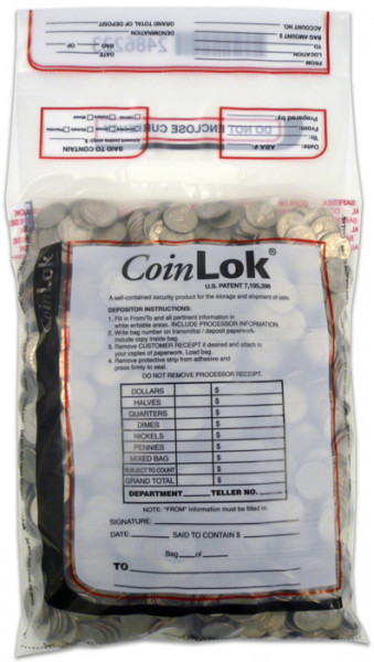 Clear CoinLok Deposit Bag, 10&quot; X 19&quot;