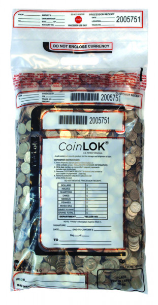 Clear CoinLok Deposit Bag, 12&#039;&#039; X 25&#039;&#039; 