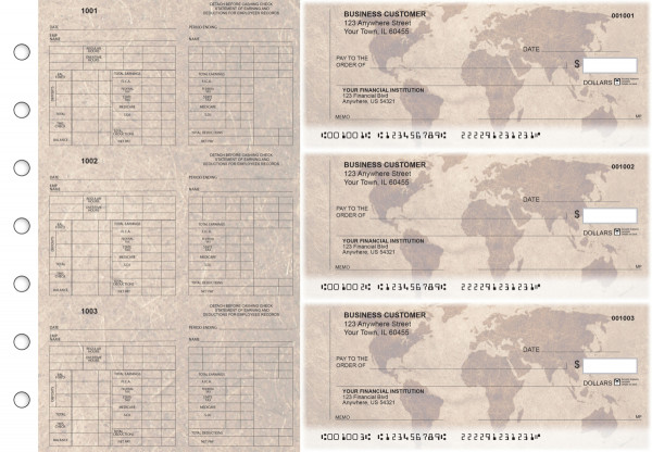 World Map Multi-Purpose Counter Signature Business Checks