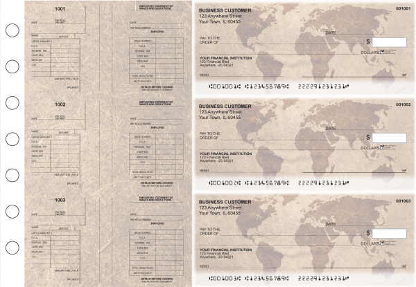 World Map Multi-Purpose Salary Voucher Business Checks