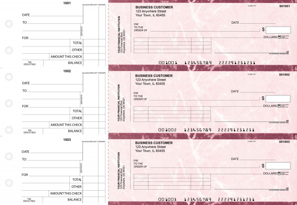 Burgundy Marble Standard Invoice Business Checks