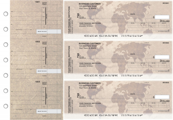 World Map Invoice Business Checks