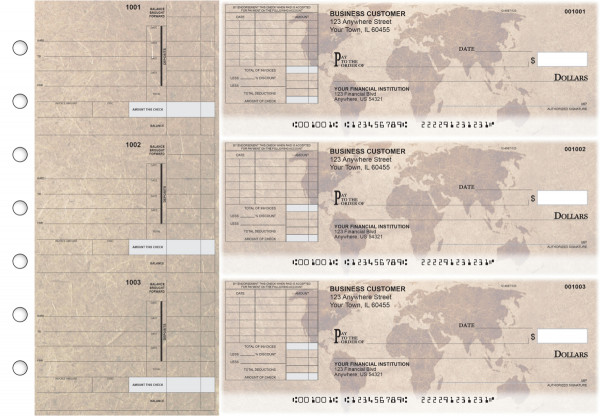World Map Itemized Invoice Business Checks
