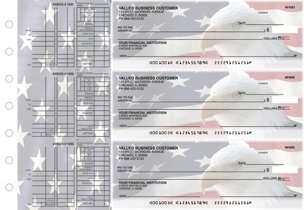 American Flag Multi Purpose Designer Business Checks