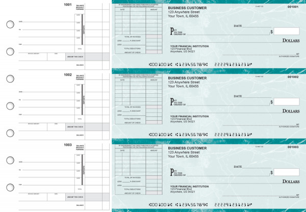 Teal Marble Itemized Invoice Business Checks
