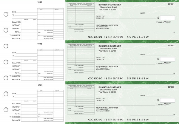 Green Marble General Itemized Invoice Business Checks