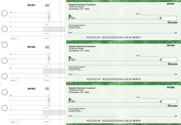 Green Marble Standard Disbursement Business Checks | BU3-GMA01-SDS