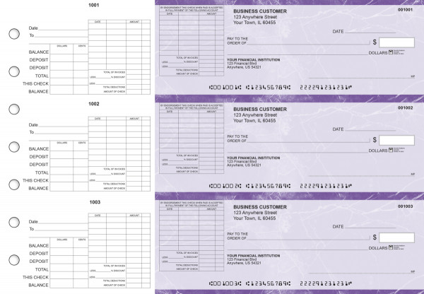 Purple Marble General Itemized Invoice Business Checks