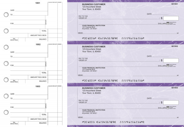 Purple Marble Standard Counter Signature Business Checks