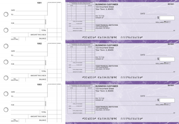 Purple Marble Standard Itemized Invoice Business Checks