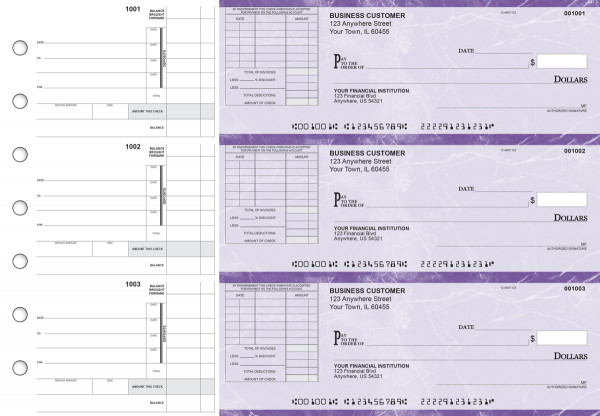 Purple Marble Itemized Invoice Business Checks