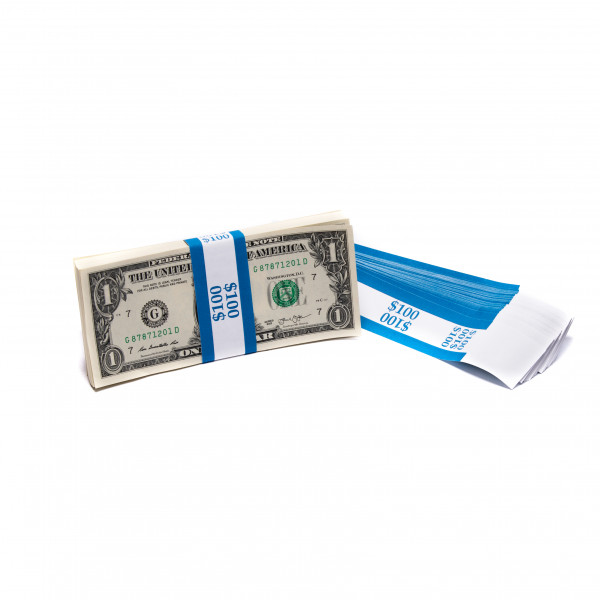 Blue Barred $100 Currency Bands