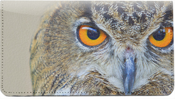 Owls Eyes Leather Checkbook Cover
