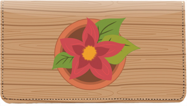 Potted Flowers Leather Checkbook Cover