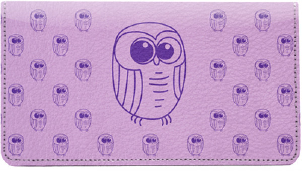 Big Owl Pattern Leather Checkbook Cover