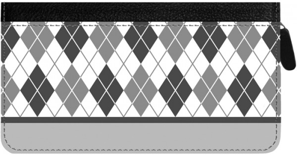 Argyle New Black and White Zippered Checkbook Cover | CLZ-GEO11