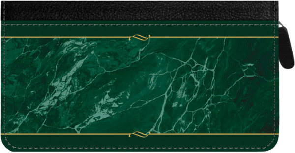 Green Marble Zippered Checkbook Cover