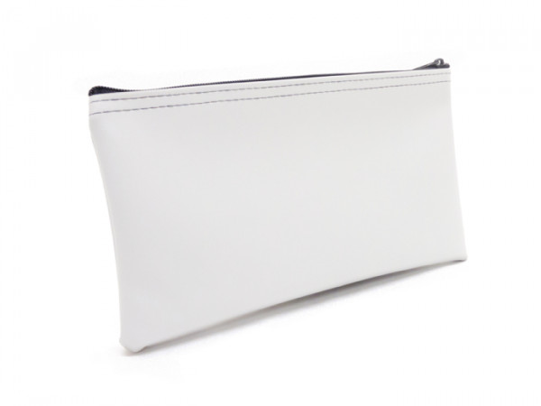 White Zipper Bank Bag, 5.5" X 10.5"