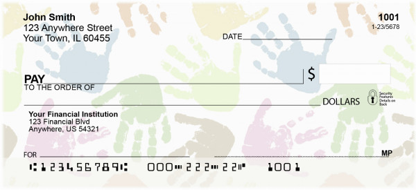 Kids Hand Prints Personal Checks | EDU-08