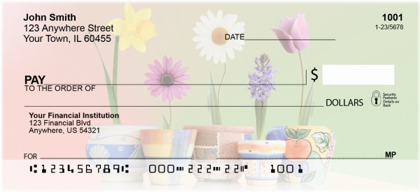 Spring Pots & Flowers Personal Checks