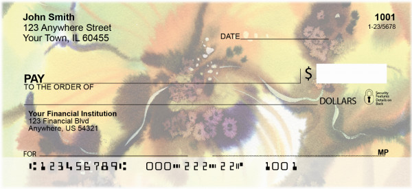 Golden Watercolor Orchids Personal Checks
