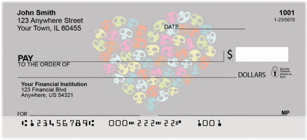 Colorful Skull Of Hearts Personal Checks