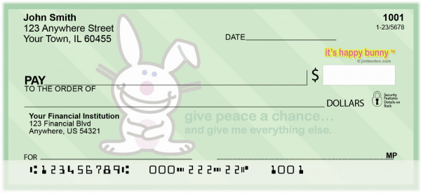 It's Happy Bunny Peace Personal Checks