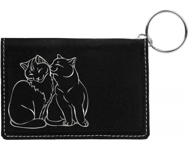 Purrfect Love Engraved Leather Keychain Wallet