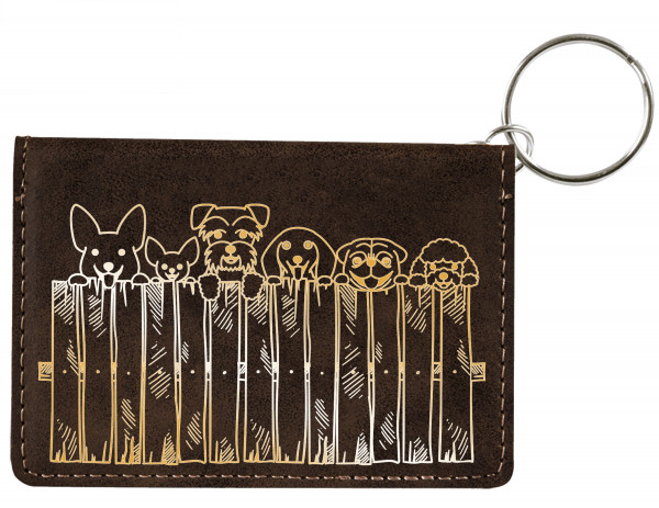 Peeking Pups Engraved Leather Keychain Wallet