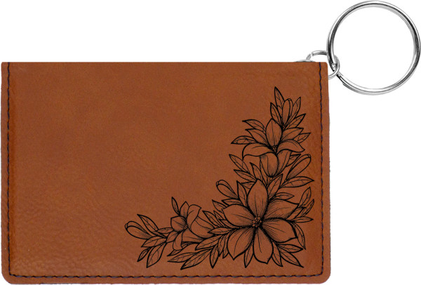 Floral Filigree Engraved Leather Keychain Wallet | KLE-00015