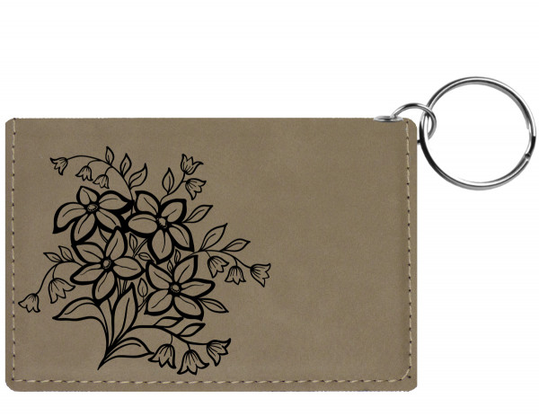 Spring Flowers Engraved Leather Keychain Wallet